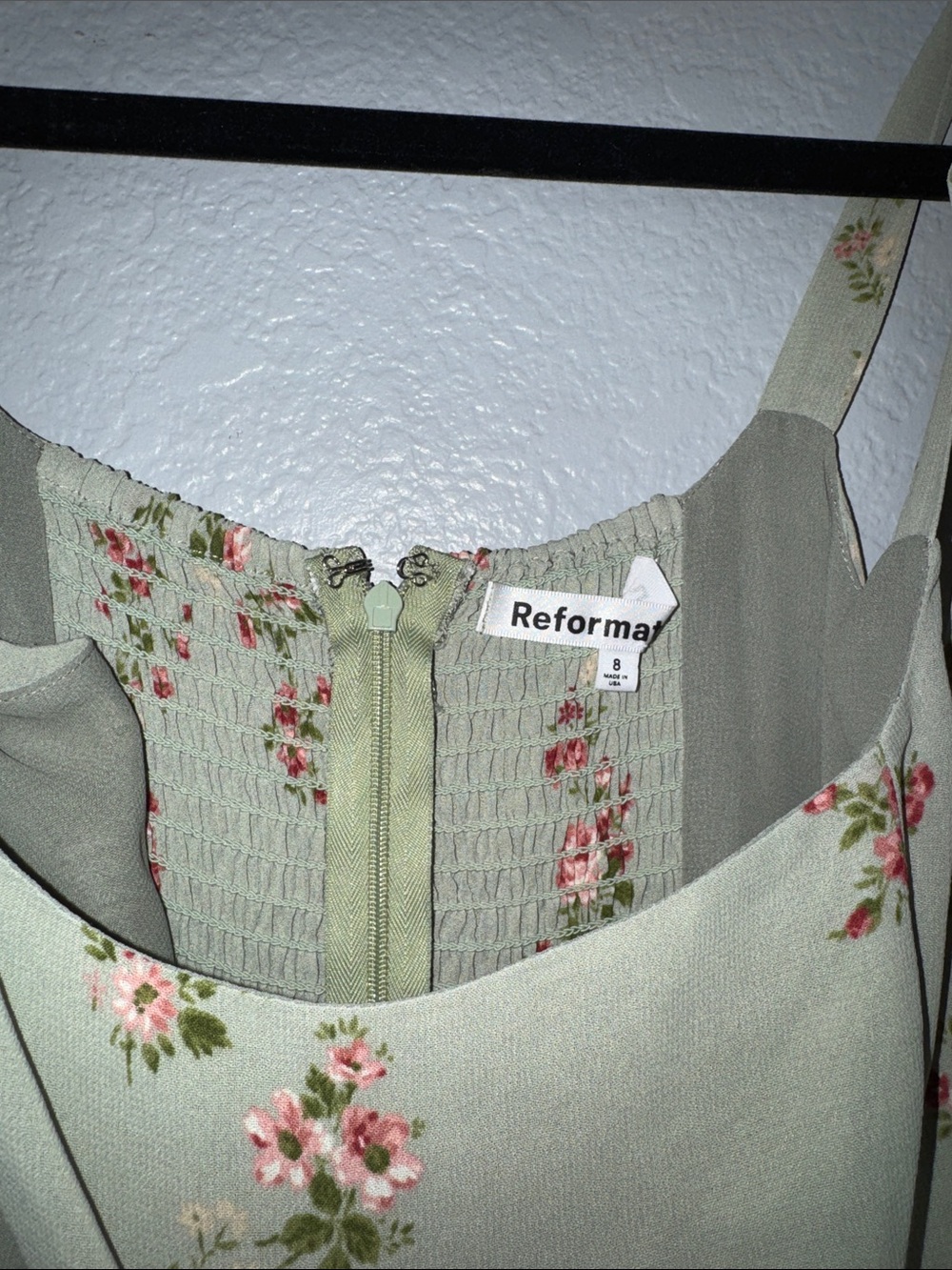 Reformation Sage Green Floral Tie-Shoulder Maxi Dress - Picture 4 of 6